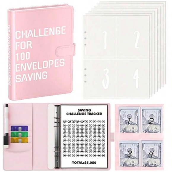 PINK 100 Money Savings Challenge A5 Money Binder Book Money Budget Book Budget - Picture 1 of 8